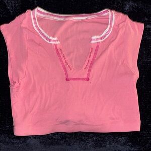 Pink Cropped Top with White Trim